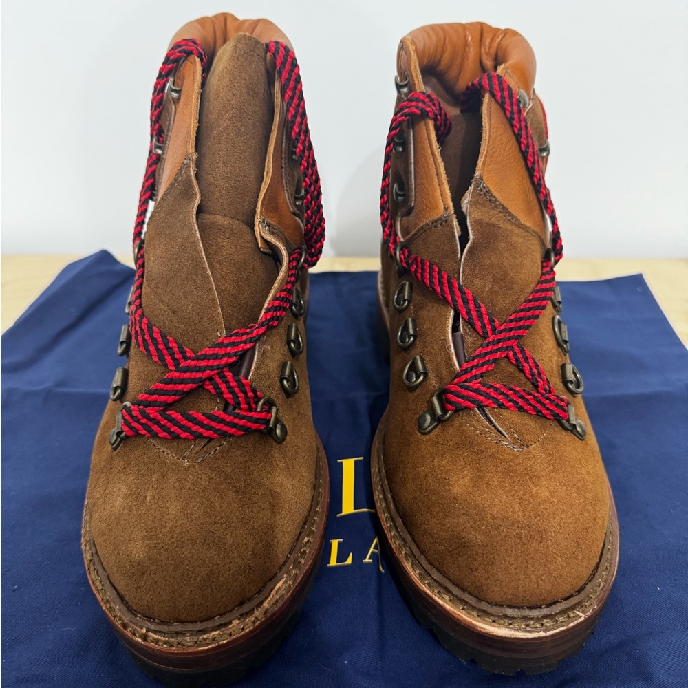 Ralph Lauren Brown Hiking Boots with Red Laces - Picture 2 of 8